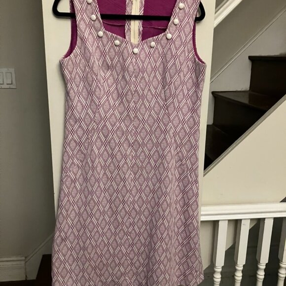 Vintage Magenta Dress with Buttons - Picture 7 of 7